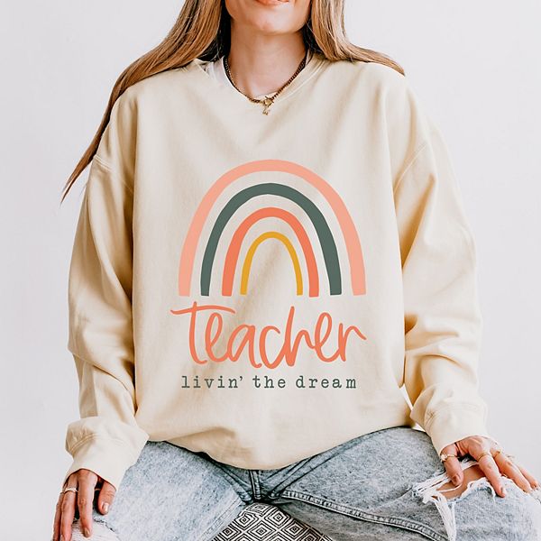 

Свитшот Teacher Livin' the Dream rainbow lightweight garment dyed Simply Sage Market, Ivory, Зеленый, Свитшот Teacher Livin' the Dream rainbow lightweight garment dyed Simply Sage Market, Ivory