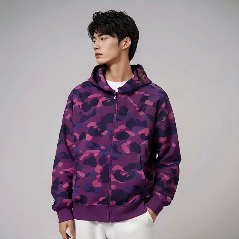 Футболка Bape Color Camo Shark Full Zip Hoodie SS23 A BATHING APE, черная — фото 4
