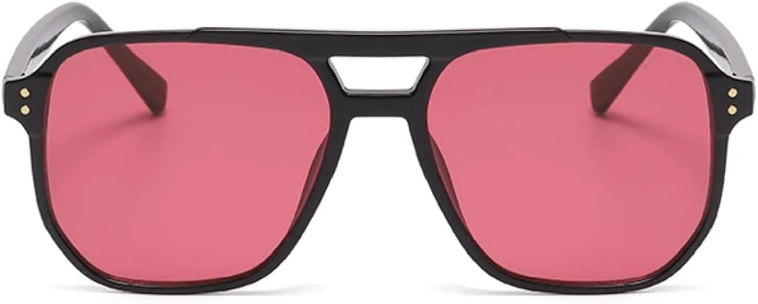 

Винтажные квадратные солнцезащитные очки-авиаторы Hanj для женщин и мужчин, классический ретро-стиль 70-х, модные очки в крупной оправе, Black Frame/Purple Pink Lens