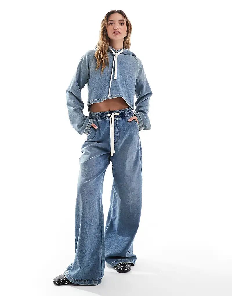 

Широкие брюки ASOS DESIGN из джинсового трикотажа средней степени стертости