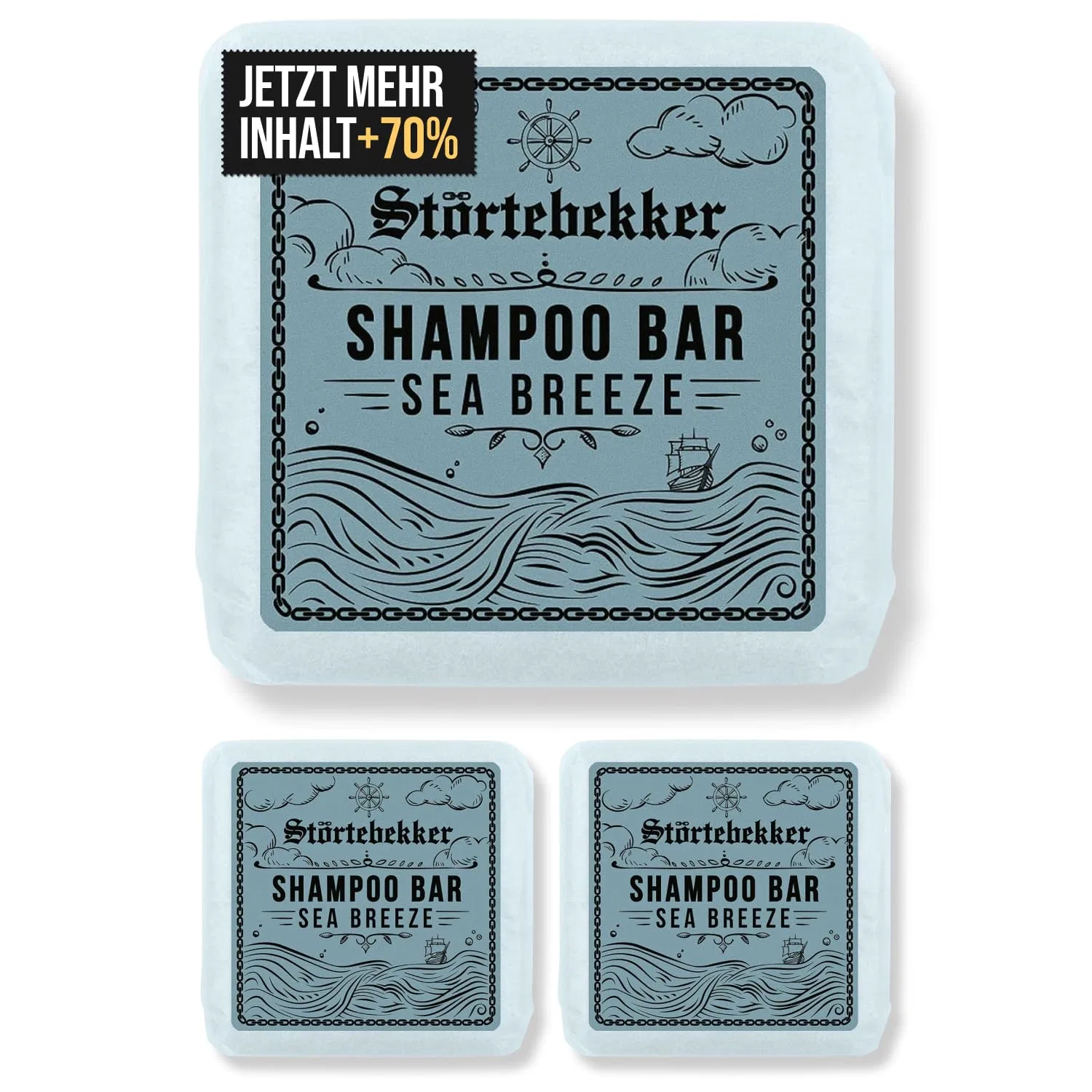 Твердый шампунь-мыло 3-в-1 «Sea Breeze» от Störtebekker (.) Störtebekker Shaving Accessories, 3 X 100 G