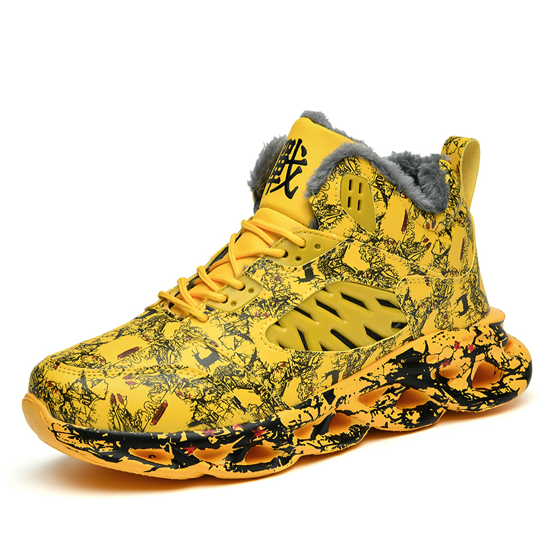 

M.M Party Скользоустойчивые износостойкие полувысокие повседневные туфли мужские желтые, цвет Yellow