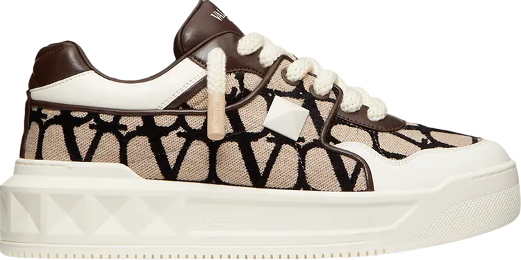 

Кроссовки Valentino One Stud XL Low 'Toile Iconographe - Natural Fondant', коричневый, Серый, Кроссовки Valentino One Stud XL Low 'Toile Iconographe - Natural Fondant', коричневый