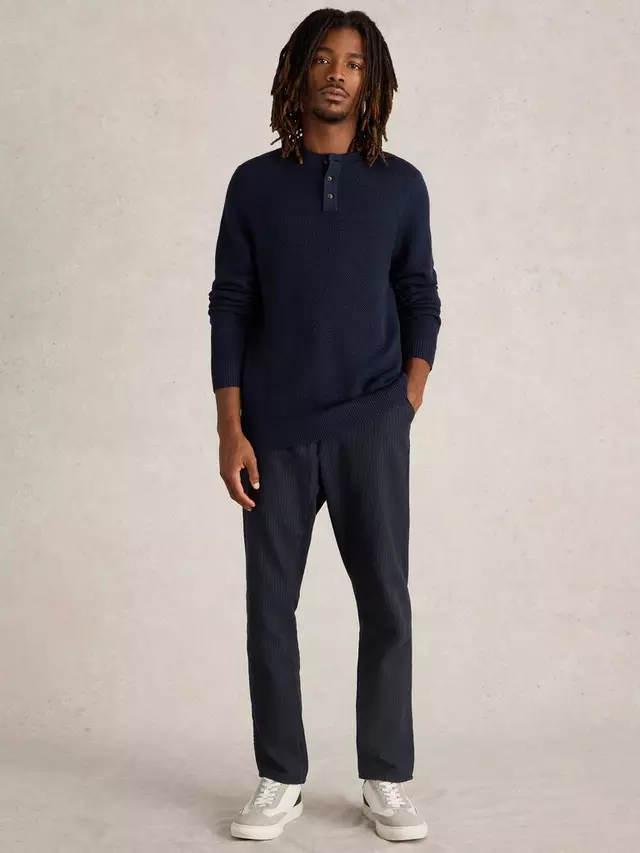 

Джемпер White Stuff Newport Henley Men's Merino Button Crew, цвет dark navy
