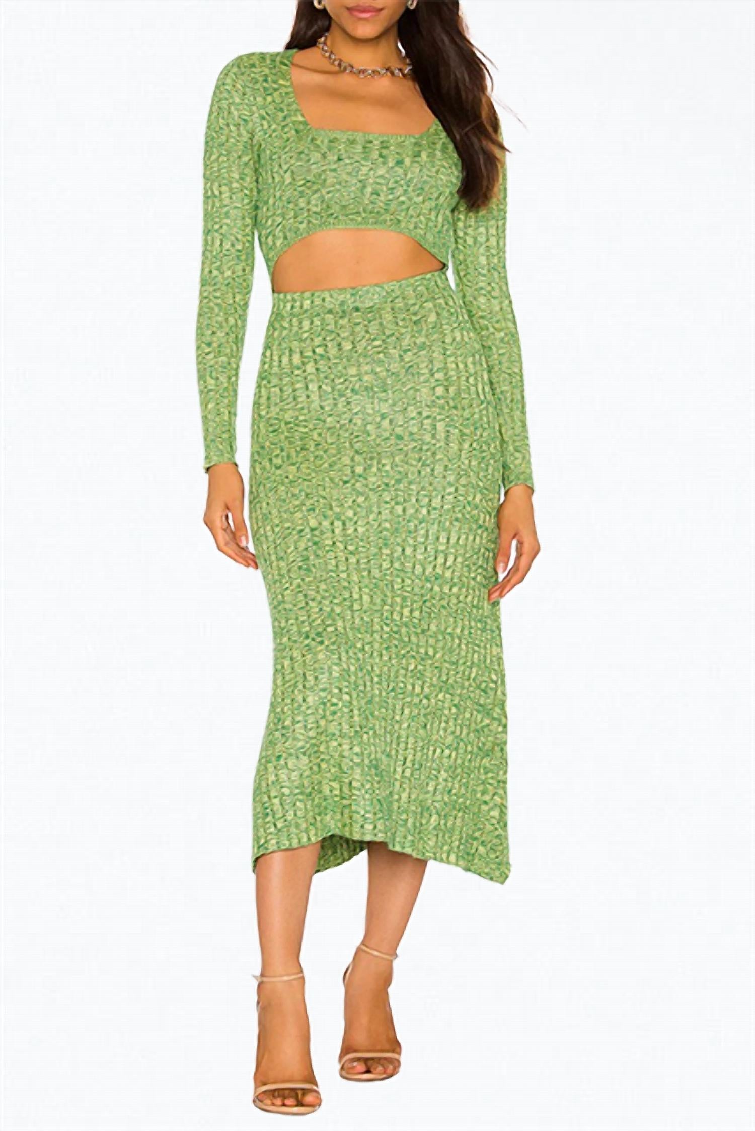 

Платье-миди Skye Cutout из трикотажного рифленого трикотажа цвета Marled Lime AFRM