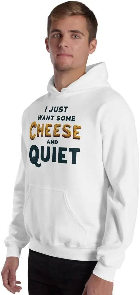 Толстовка Funny Cheese Lover Unisex, I Just Want Some Cheese and Quiet Generic, белый — фото 4