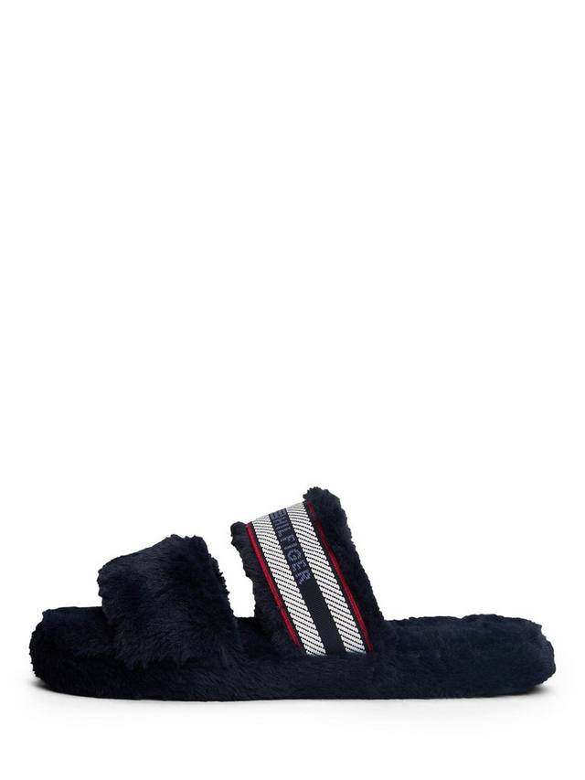 Тапочки с плетеным логотипом из искусственного меха Tommy Hilfiger, Space Blue — фото 4