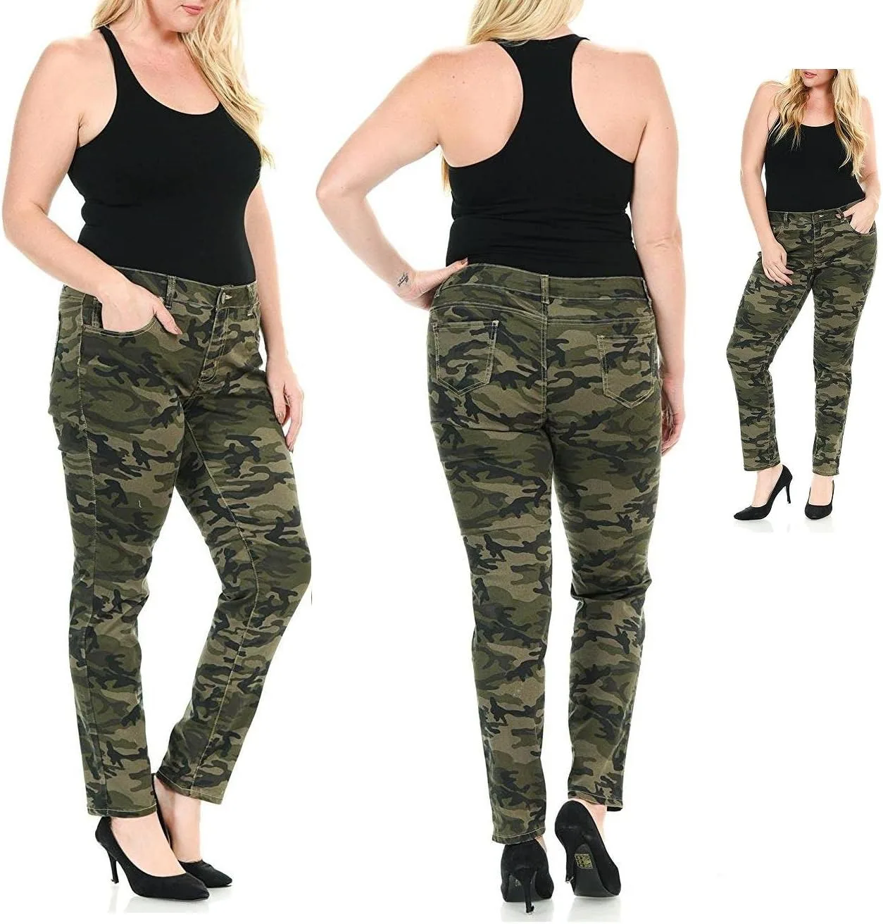 

Jack David / Rue21 Juniors Womens Plus Size Stretch Army Camo Camouflage Skinny Denim Jeans