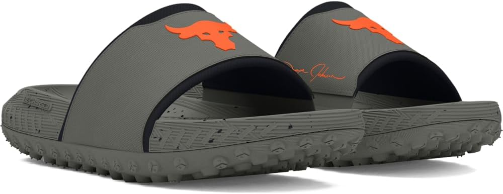 Мужские слайд-сандалии Under Armour Project Rock 3, черный/зеленый/оранжевый — фото 2