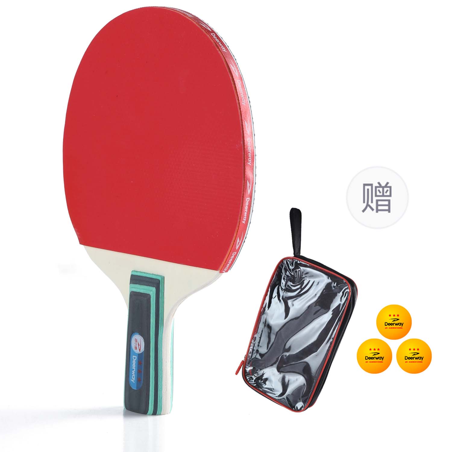 

Ракетка для настольного тенниса Unisex Base Plate 2 Layers Aramid Carbon DEERWAY, short handle single racket[зеленый]+racket bag+pre-strung line *2+table tennis *3]