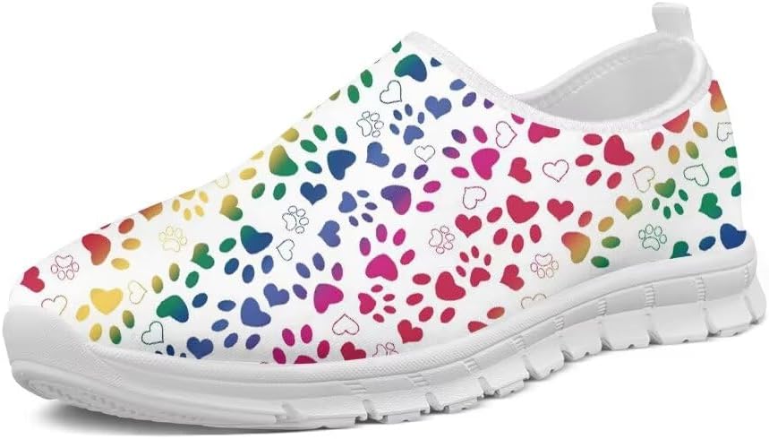 

Женские кроссовки Forchrinse Green Hummingbird Peony с легкой подошвой, без шнурков, для прогулок, унисекс, модные кеды из легкого канваса, нескользящие, для мужчин, Rainbow Dog Paw Print