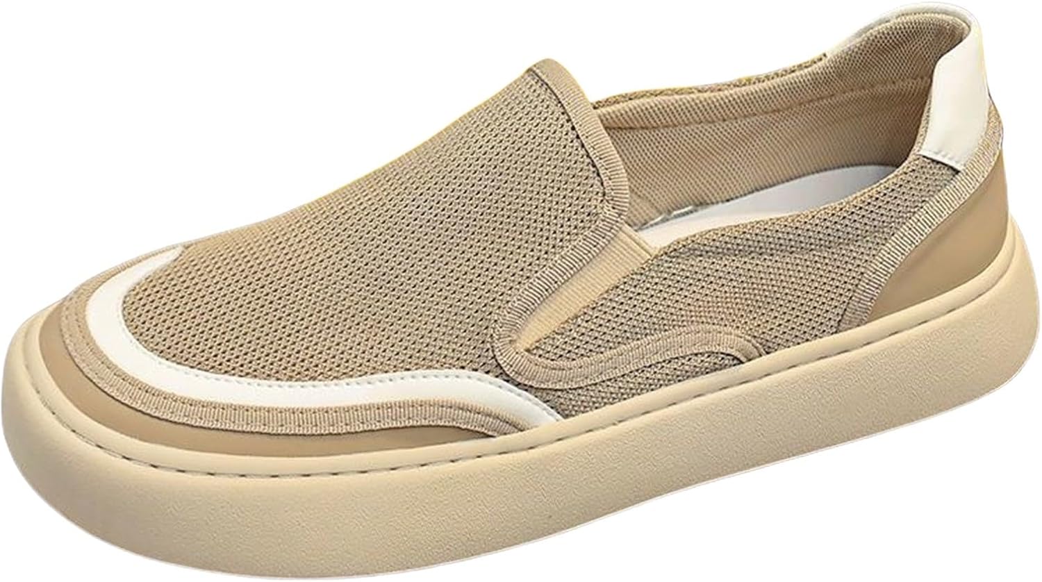 

Мужские сетчатые лоферы на подкладке с легкой дышащей поверхностью, удобные повседневные кроссовки, обувь для широкой стопы, туфли с нарядной подошвой из резины для ходьбы Generic, бежевый