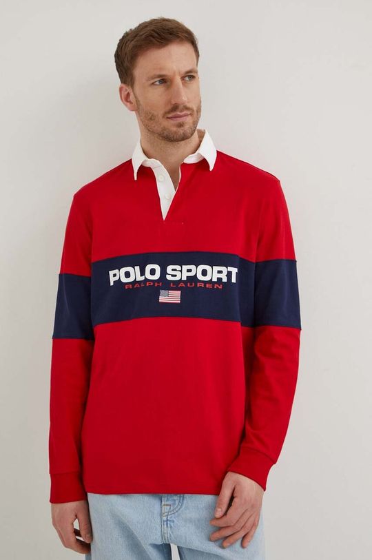 

Хлопковый топ с длинными рукавами Polo Ralph Lauren, красный