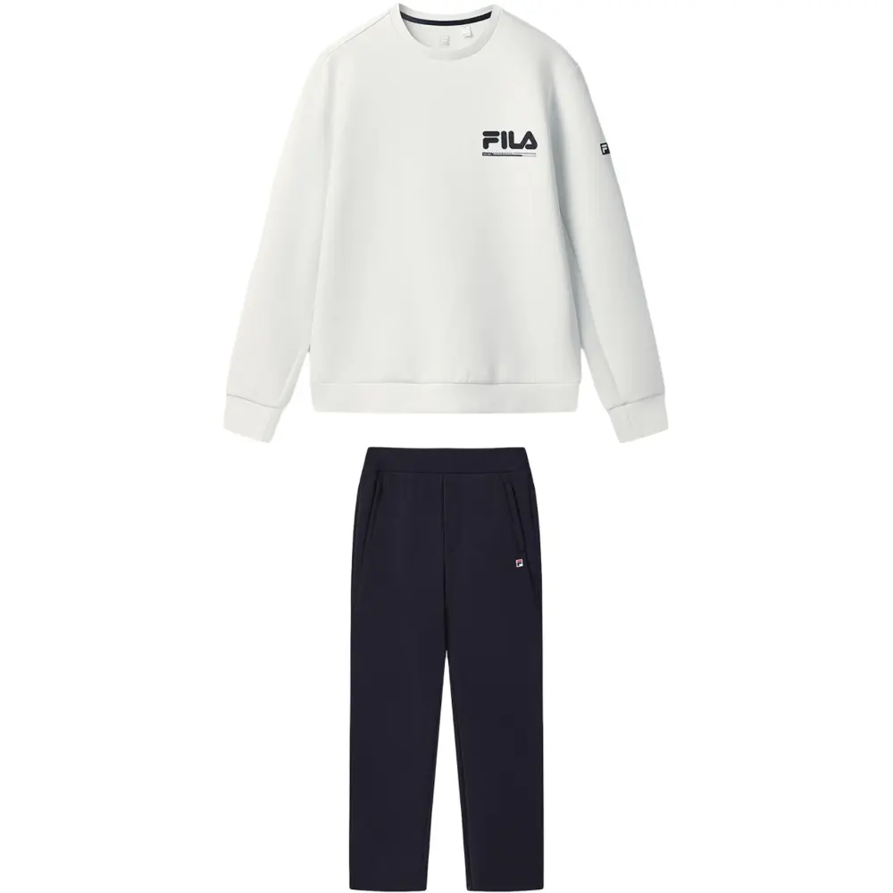 

FILA Свитшот сет мужской комплект одежды белый топ+Legend Blue низ