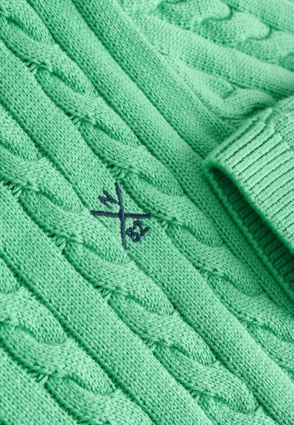 Джемпер с круглым вырезом и косами стандартного кроя Next, Green — фото 3