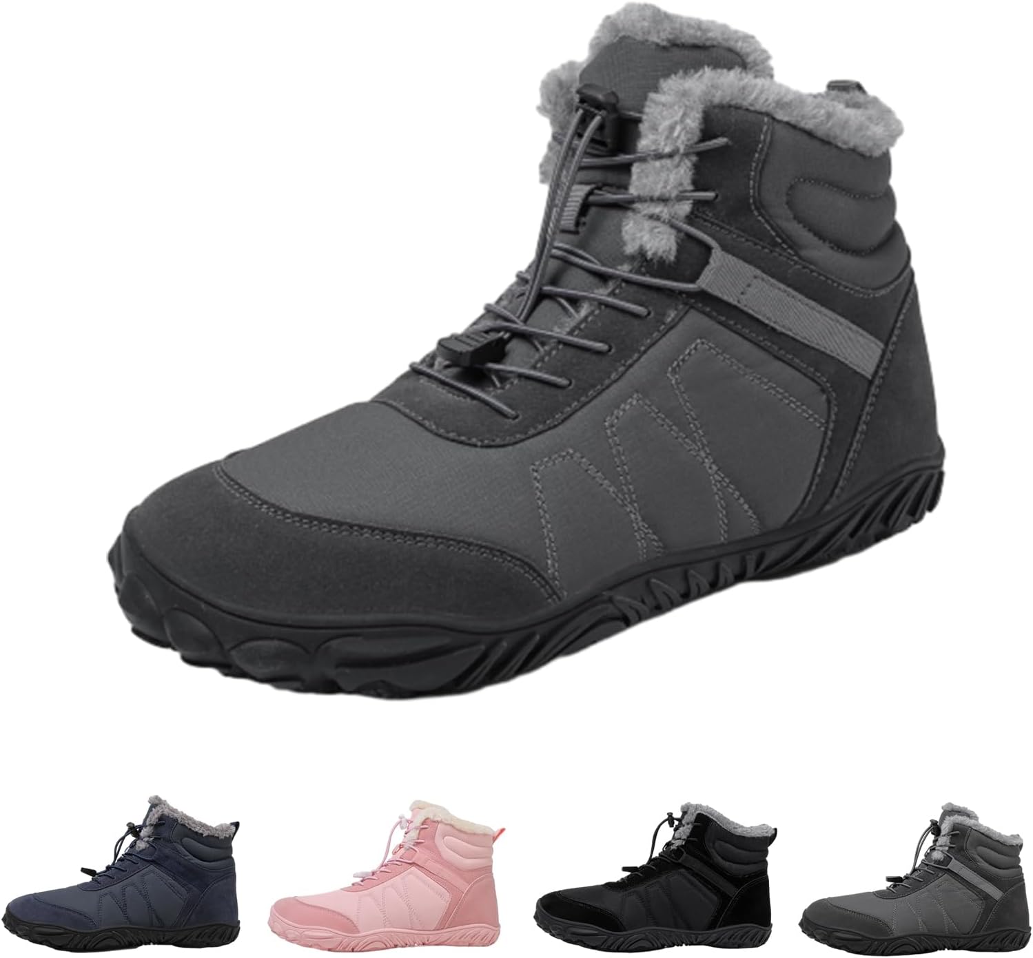 

Зимняя обувь для походов для женщин и мужчин, 2025 обновленные зимние ботинки, теплые водонепроницаемые ботинки с широкой носочной частью для альпинизма и спорта Takezumi, серый