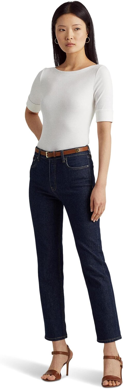 

Топ из эластичного хлопка с вырезом лодочкой LAUREN Ralph Lauren, белый