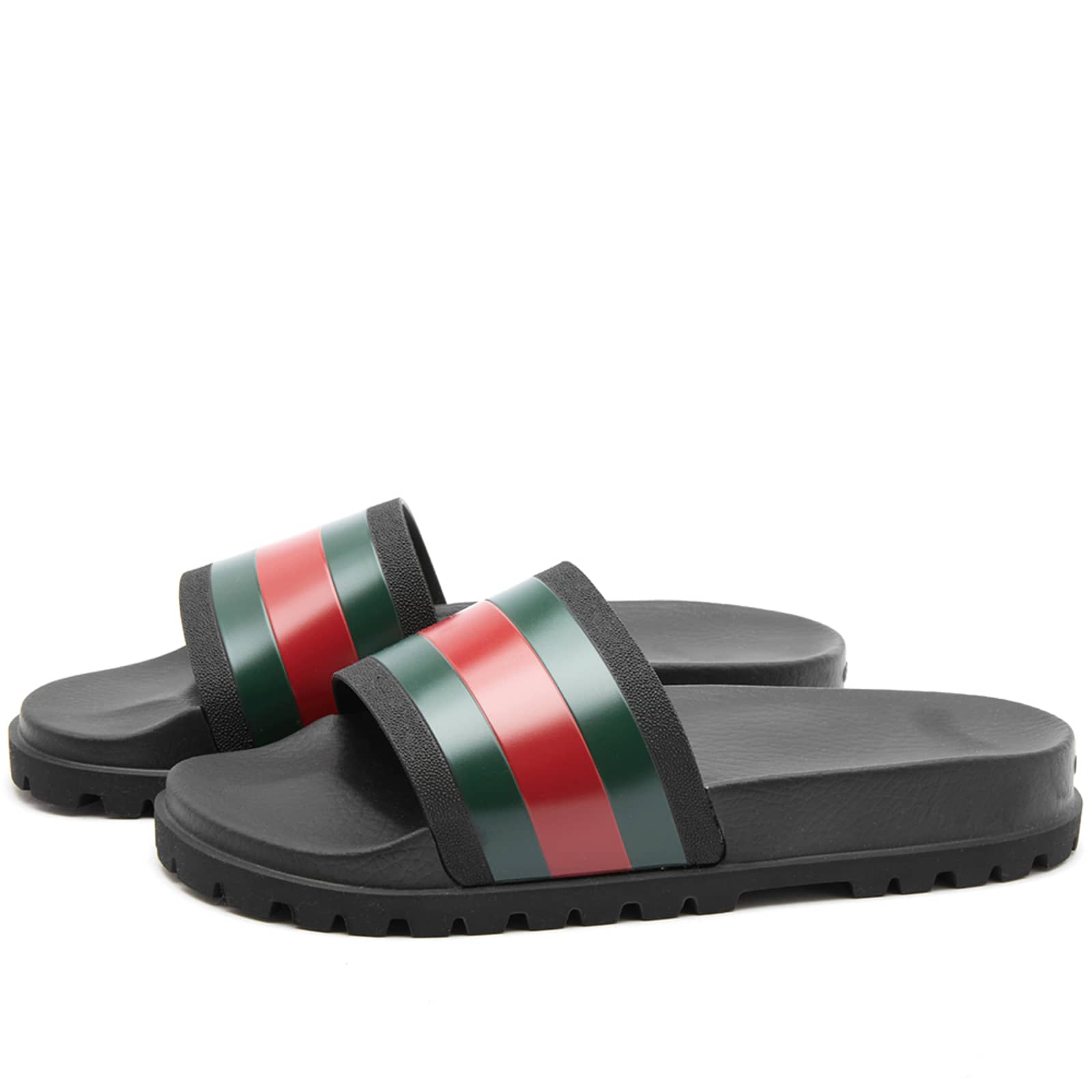 

Сандалии Gucci Pursuit Trek Web Rubber Slide, черный