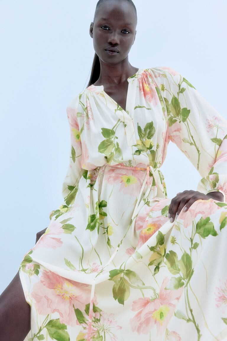 

Платье с объемными рукавами H&M, бежевый