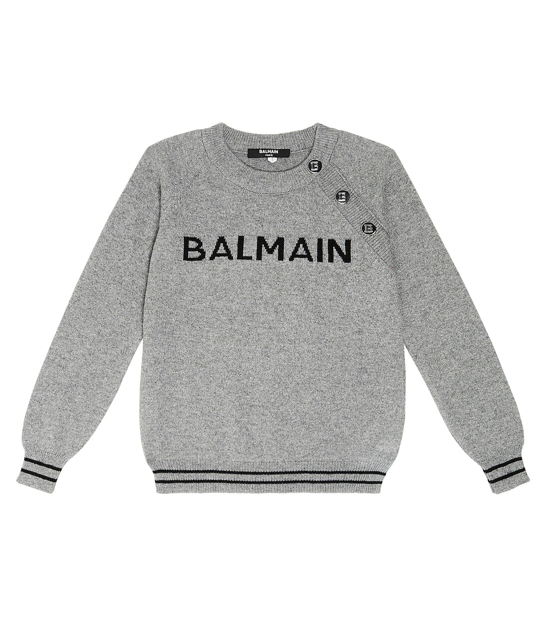 

Свитер из шерсти и шелка с логотипом Balmain Kids, серый
