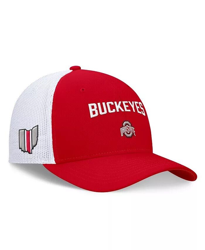 

Мужская регулируемая шляпа алого/белого цвета Ohio State Buckeyes Primetime City Trucker Nike, красный
