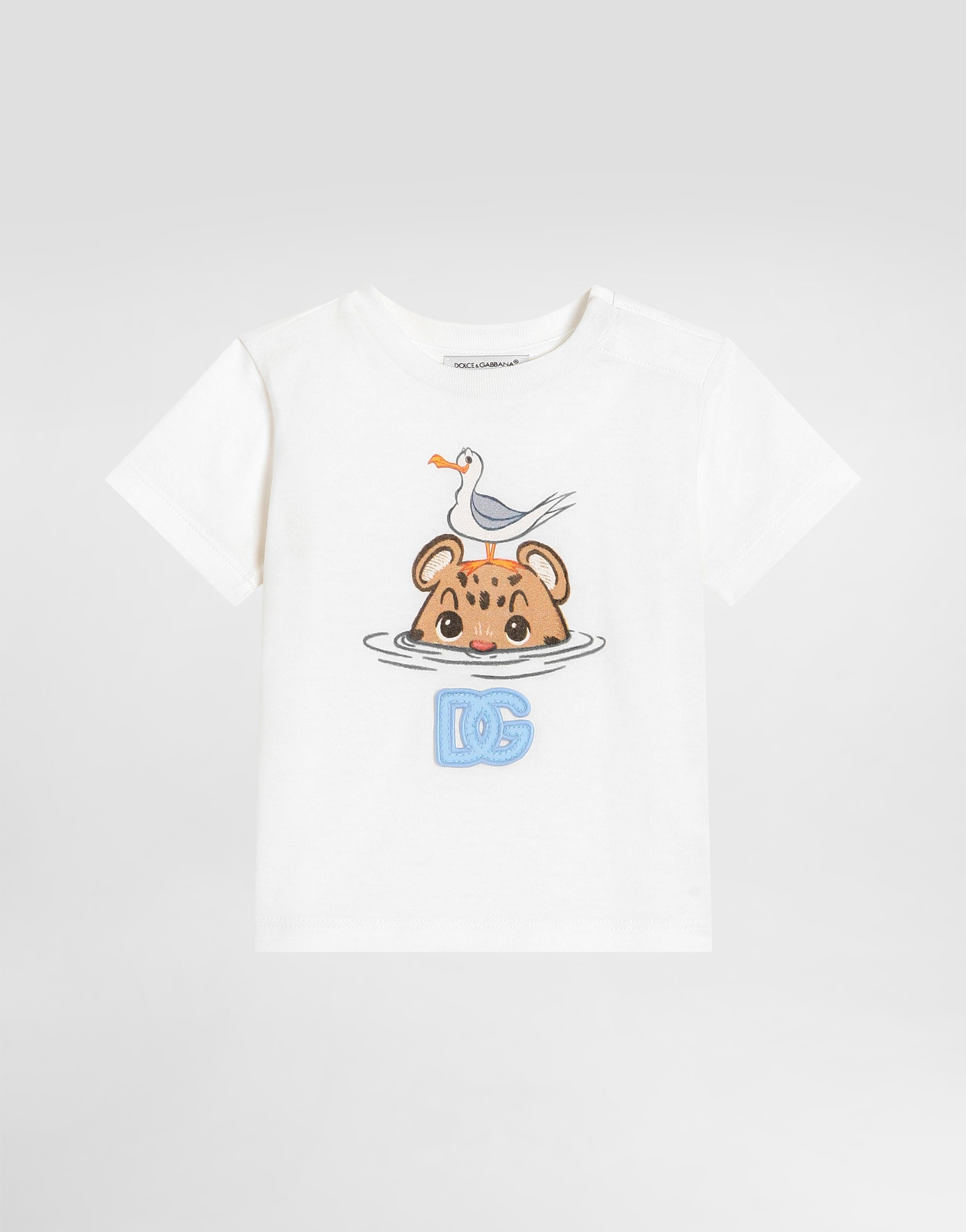 

Футболка из джерси с леопардовым принтом и нашивкой DG DOLCE & GABBANA, белый