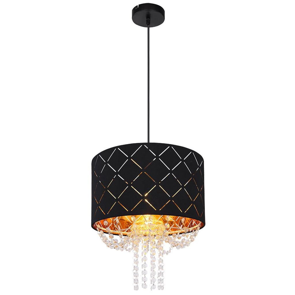 

Подвесной светильник, кристаллы, бархат, черный, золото H 150 см etc-shop