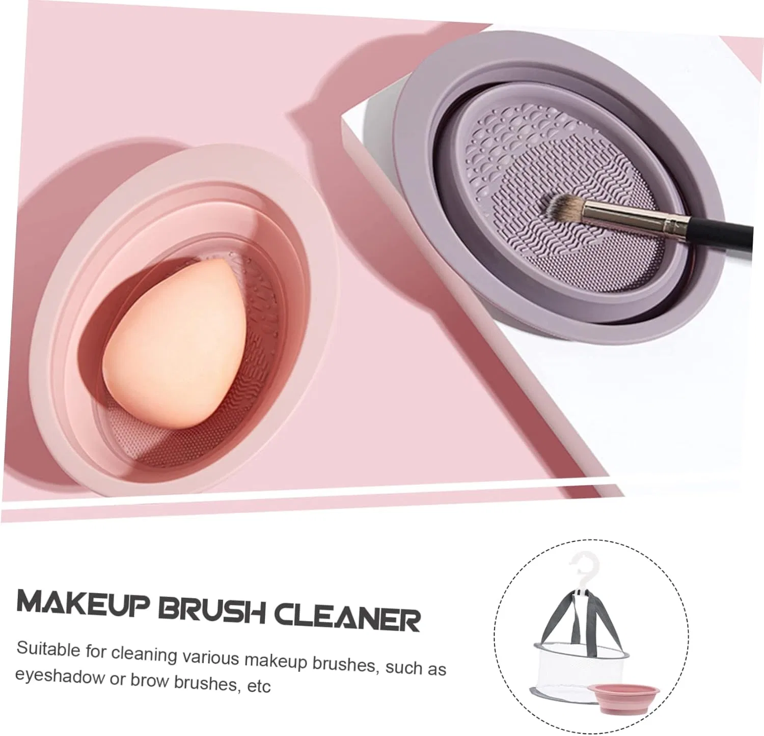 Набор для чистки кистей Silicone Brush Cleaning Pad с корзиной для сушки и ковриком SKISUNO — фото 3