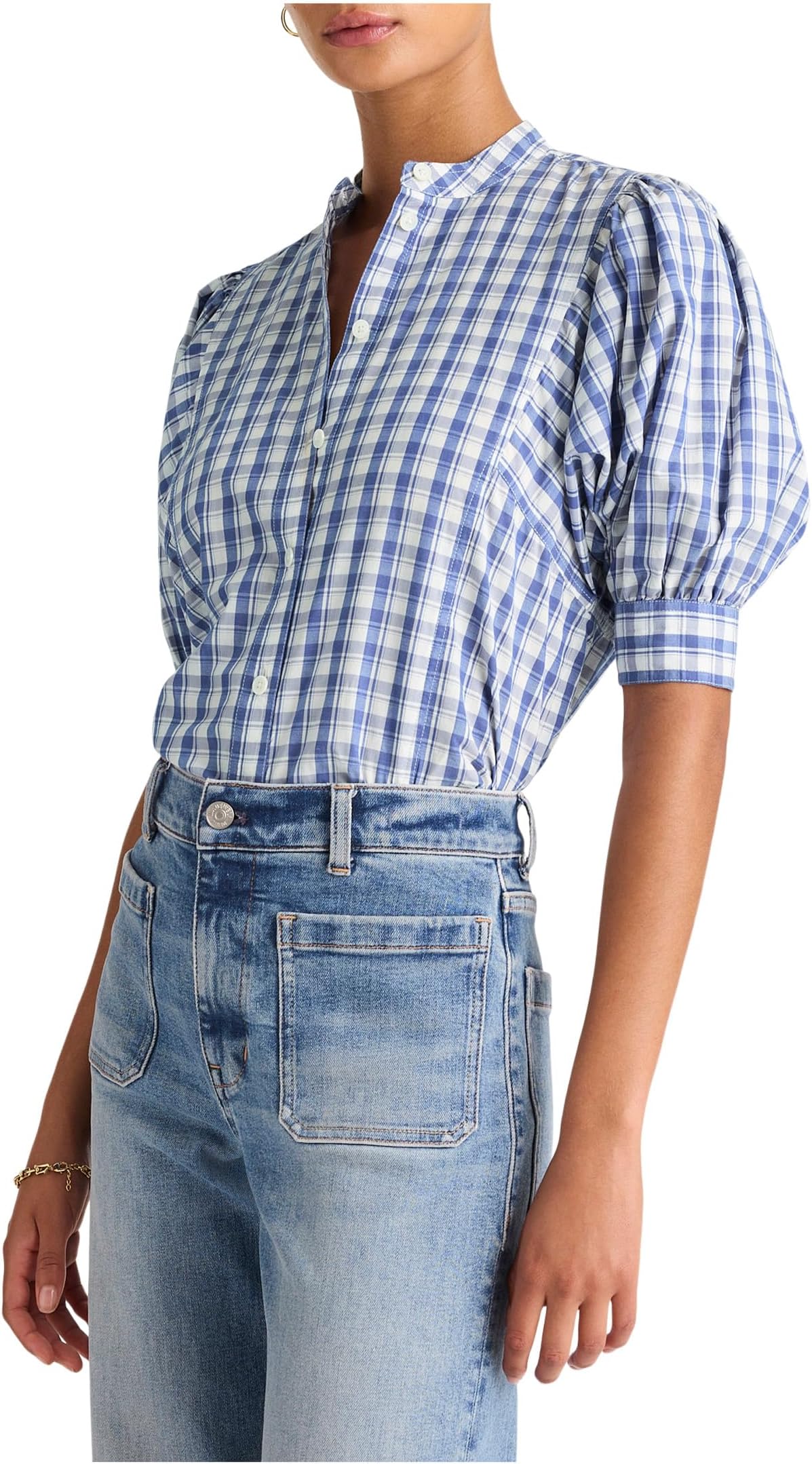 

Топ Madewell Tessa Top - Light Weight Combed Poplin, цвет Blue White Plaid