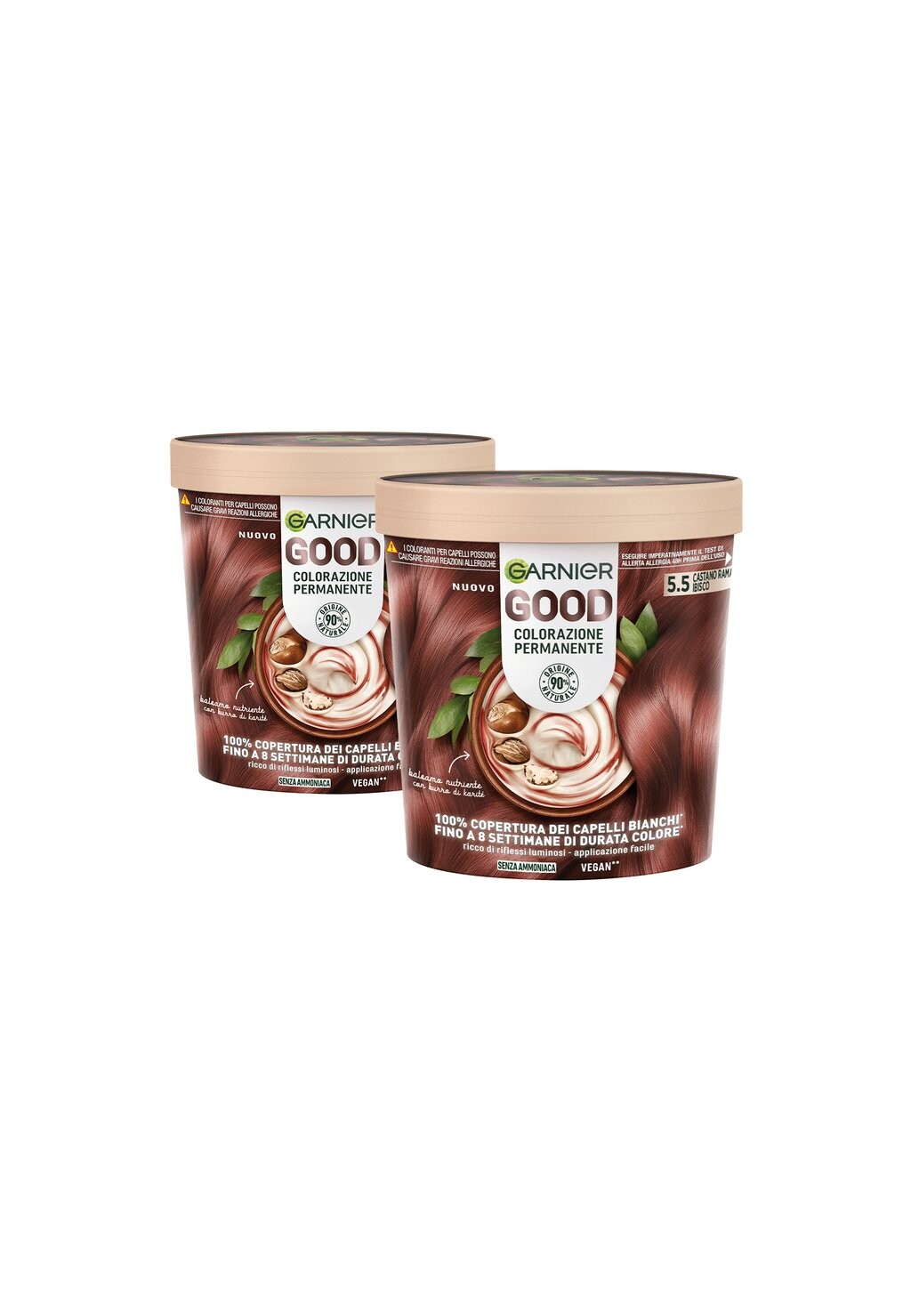 

Краска для волос GARNIER GOOD COLORAZIONE PERMANENTE SENZA AMMONIACA, 90% DI ORIGINE NATURALE, 2 PACK Garnier, коричневый