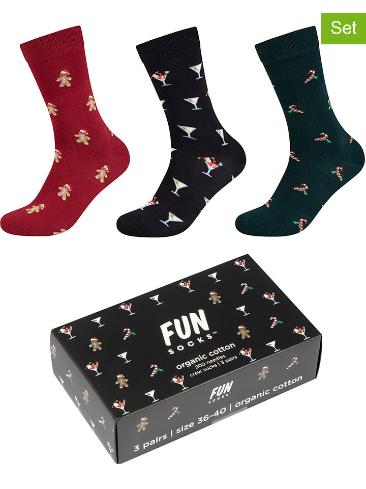 

Fun Socks Комплект из 3 пар носков красного/темно-синего цвета