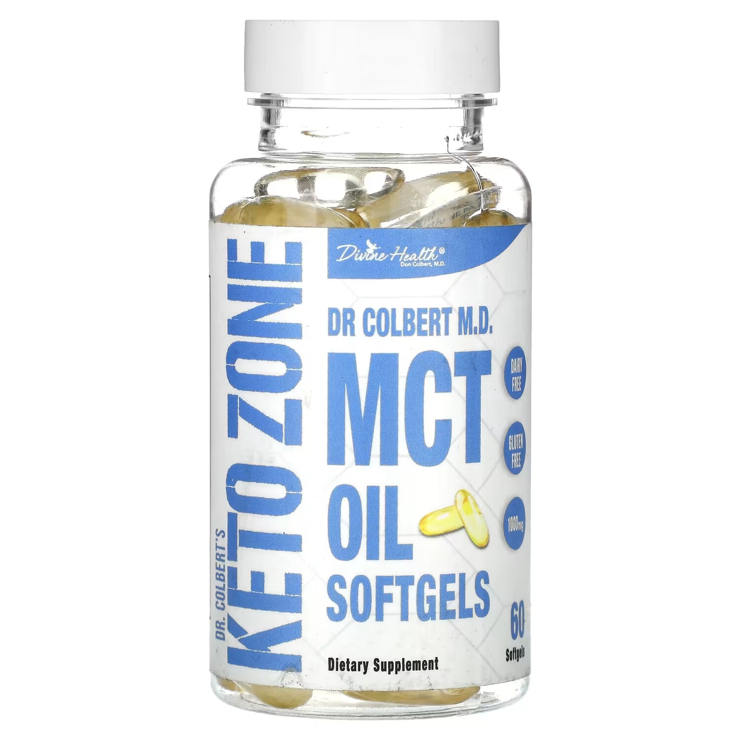 

Добавка МСТ Divine Health Dr. Colbert's Keto Zone с маслом, 60 мягких таблеток