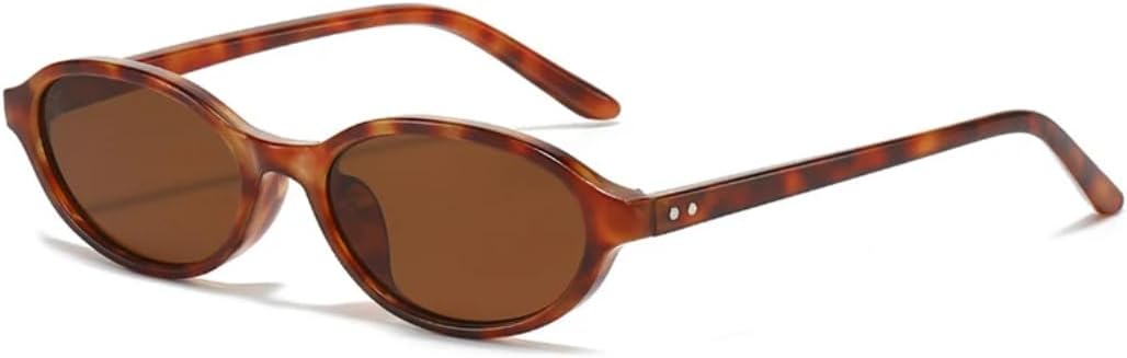 

Солнцезащитные очки для мужчин и женщин - защита UV400 - маленькая оправа, сине-зеленые заклепки, в стиле панк, для занятий спортом на открытом воздухе и вождения DSVIGF, Amber Tea