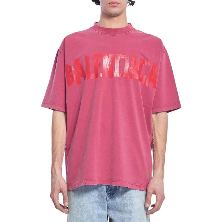Футболка среднего кроя Tape Type Balenciaga, красный — фото 4