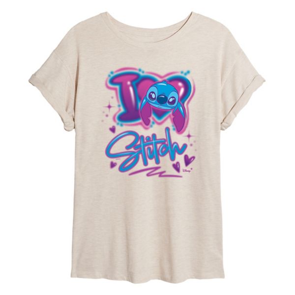 

Футболка большого размера «I Love Stitch» от Lilo & Stitch Juniors Disney, бежевый