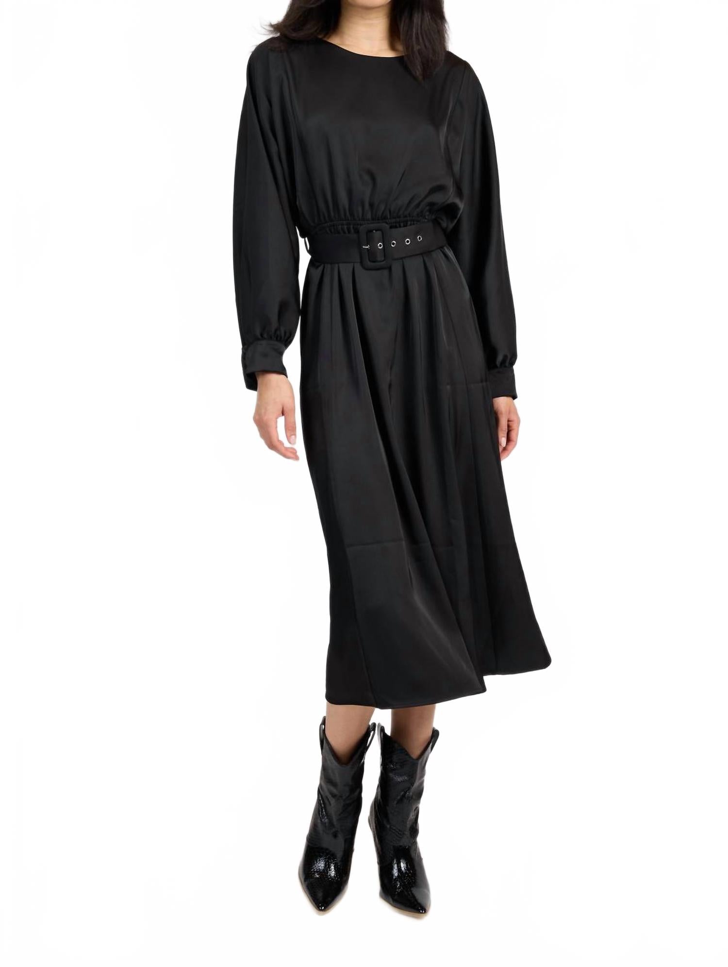 

Черное миди-платье с ремнем и рукавами долман для поднятия настроения Sadie & Sage