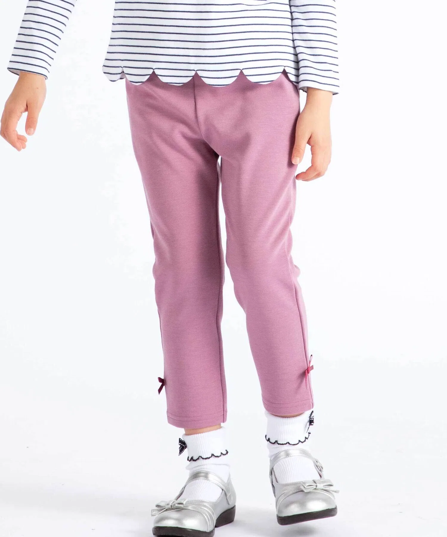 Детские укороченные брюки с бантом BeBe розовые