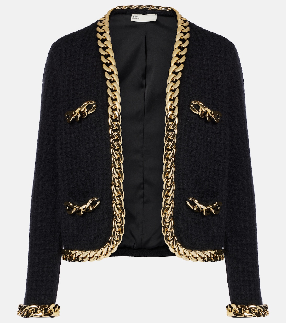 

Кардиган Kendra из шерстяной смеси с цепочкой Tory Burch, черный