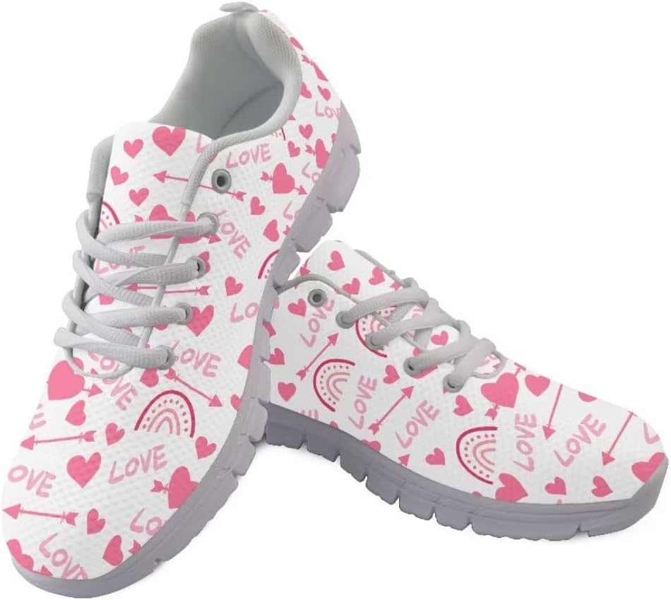 

Кроссовки Jeiento Non Slip на День святого Валентина для женщин и мужчин, сетчатые теннисные кроссовки, подарок на День святого Валентина для девушек, женские кроссовки для прогулок и бега, розовый