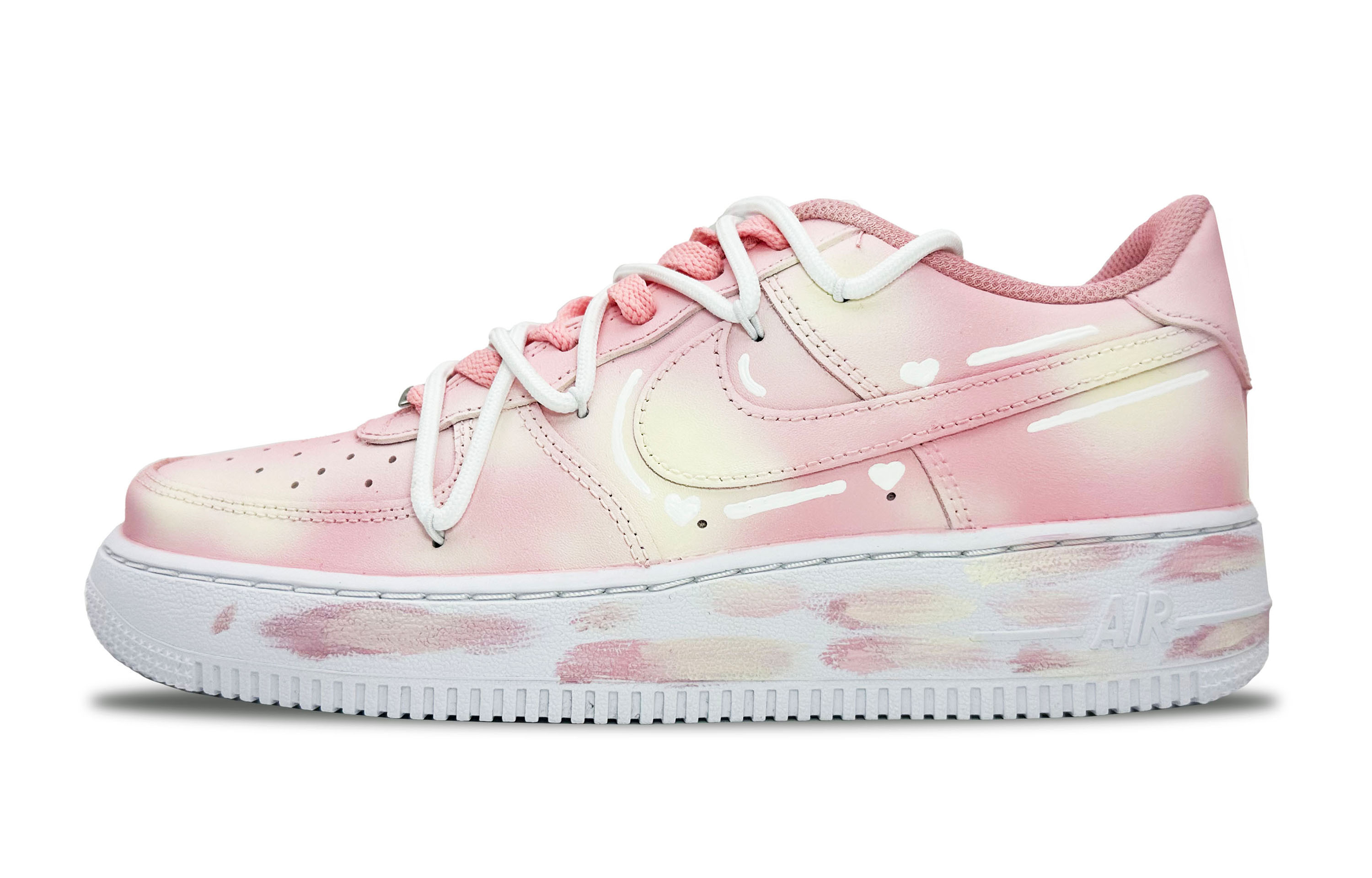 

Кроссовки Nike Air Force 1 Skateboarding Shoes Women's Low-top White/yellow/pink, розовый