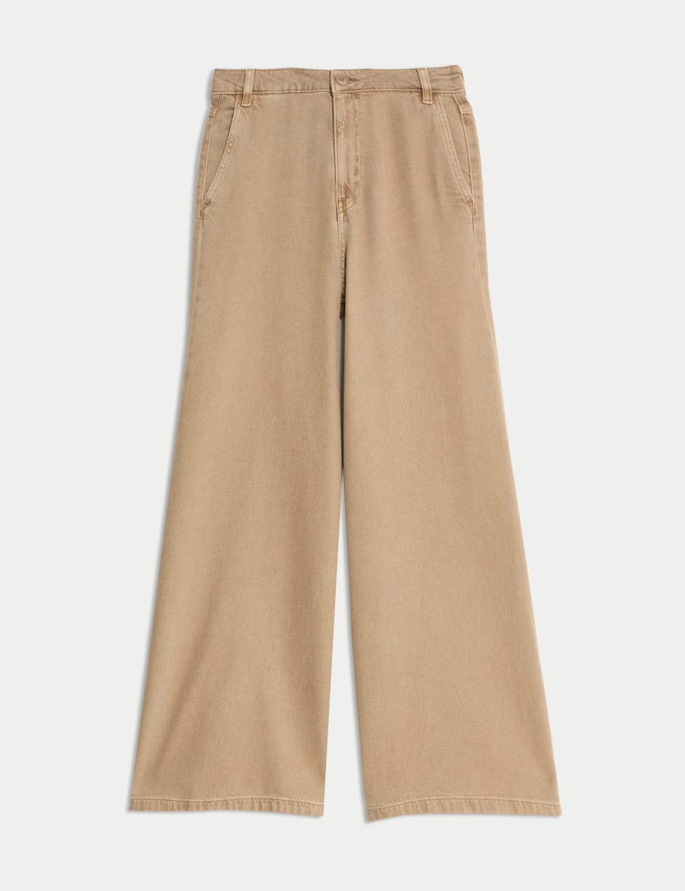 

Брюки-палаццо из хлопка с высоким содержанием хлопка Marks & Spencer, цвет Light caramel