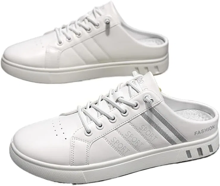 Мужские мокасины Spring/Summer Fashionable Men's Slip-On Mules Sneakers, бело-серые FmShi