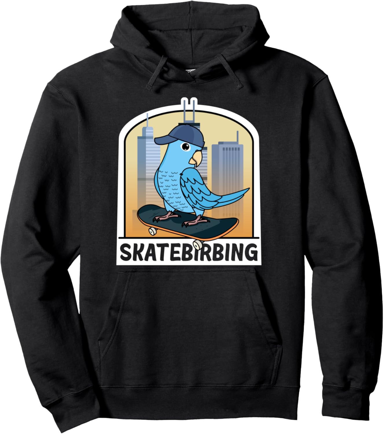 

Худи Skate Barbing Parrot and Blue Palettes, черное Funny Birds Gifts For Birders And Bird Breeders