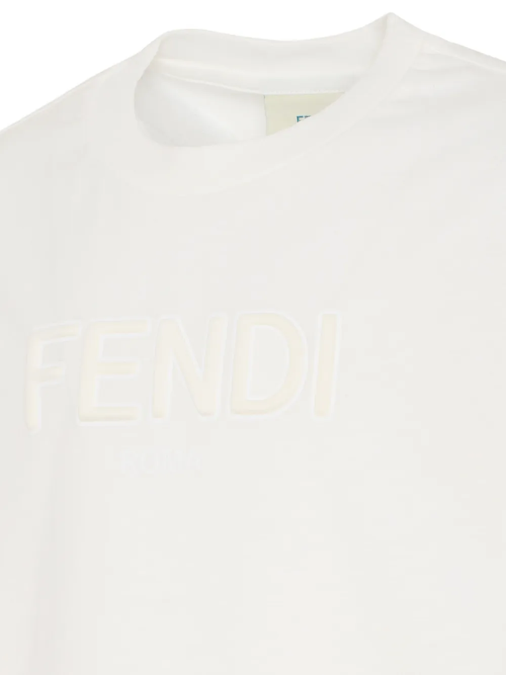Футболка с вышитым логотипом Fendi Kids, нейтральный — фото 3