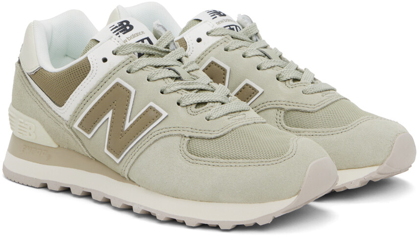 Зеленые кроссовки 574 New Balance, Olivine/Dark stoneware/Turtledove — фото 4