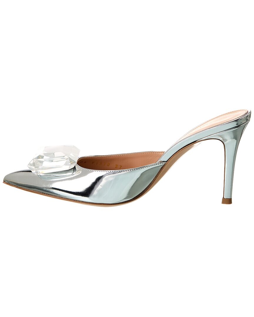 Кожаные мюли Gianvito Rossi Jaipur 85, серебро — фото 4