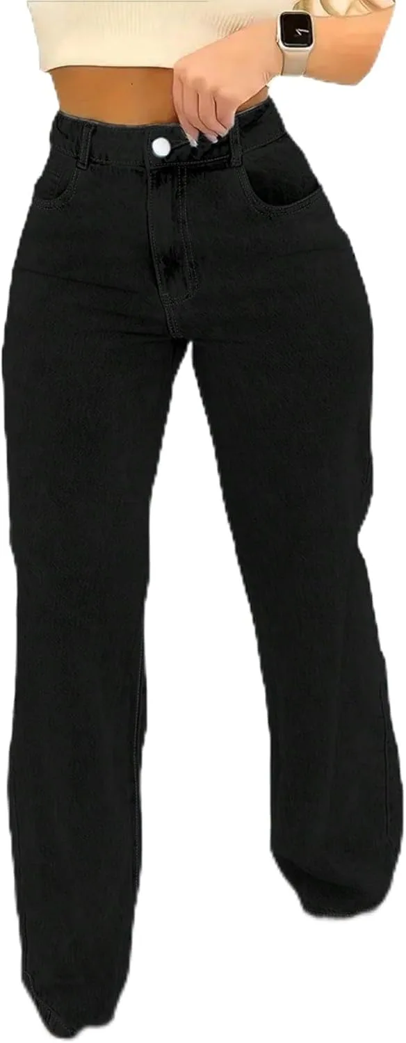 

Женские мешковатые джинсы Boyfriend с высокой посадкой и прямыми штанинами WGXWGX