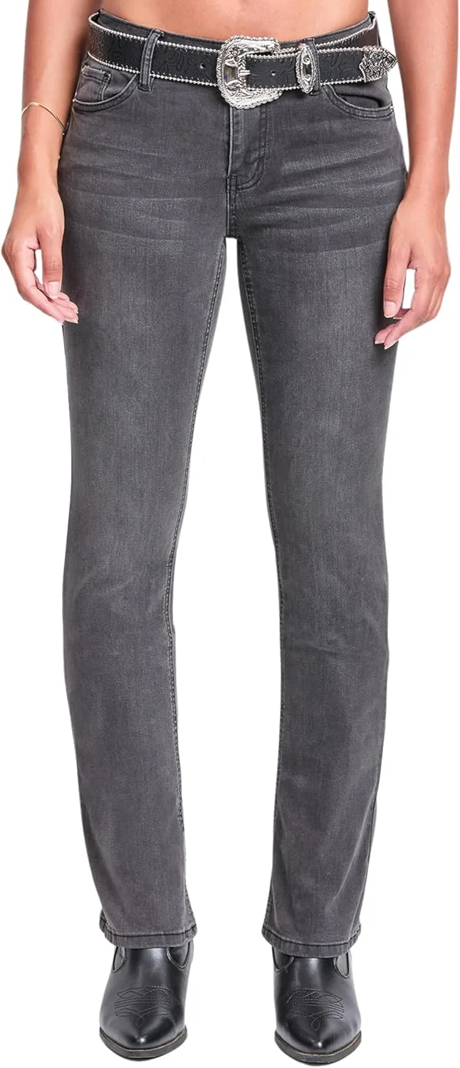 

YMI Women's Mid Rise Western Belted Bootcut