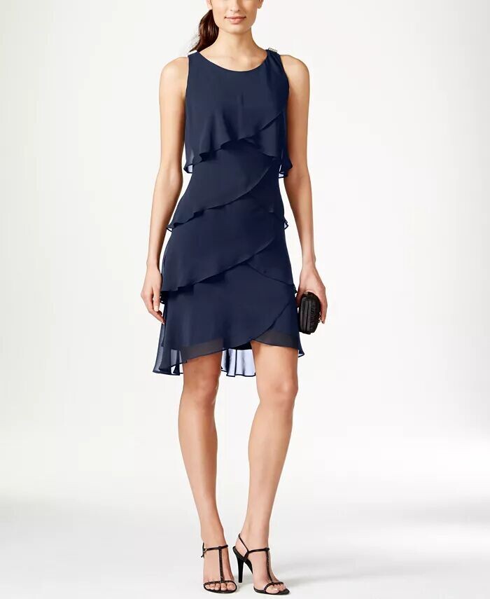 

Многоярусное шифоновое платье SL Fashions, синий