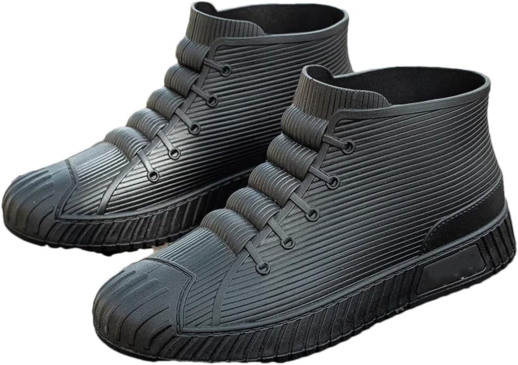 

Wjnvfioo Модные мужские и женские резиновые сапоги, сапоги до середины голени, водонепроницаемые ботинки, удобные, противоскользящие рыболовные обувь, черный